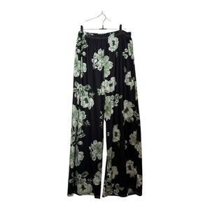 SHEIN CURVE 1XL Light Polyester-blend Wide Leg Pants Floral Pattern